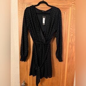 Nasty Gal Plus Size velvet floral flock wrap mini dress